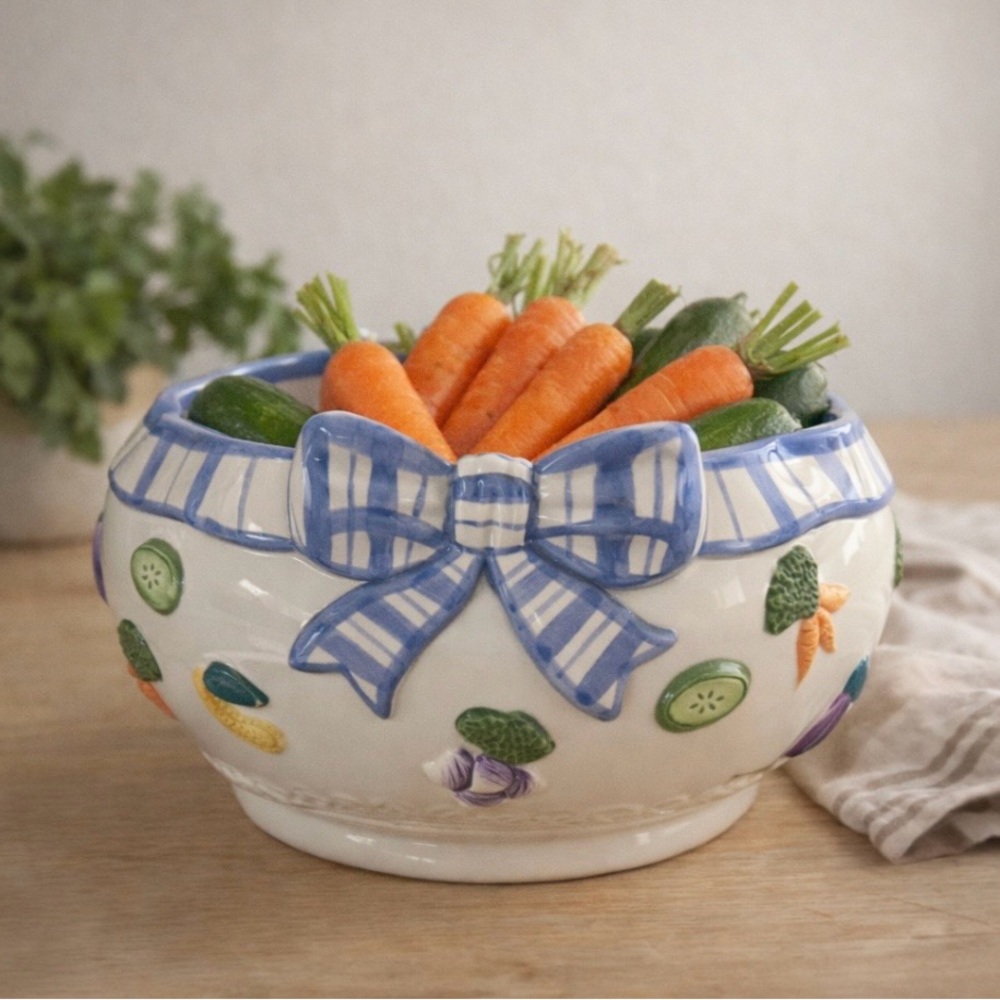 Fitz and Floyd “Petite Vegs” or “Raised Ribbons” open bowl/dish